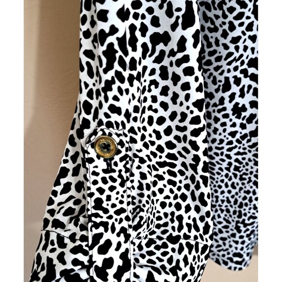 Michael Michael Kors Women's XL Half Zip Button Tab Sleeve V-Neck Multicolor Top - Picture 7 of 9